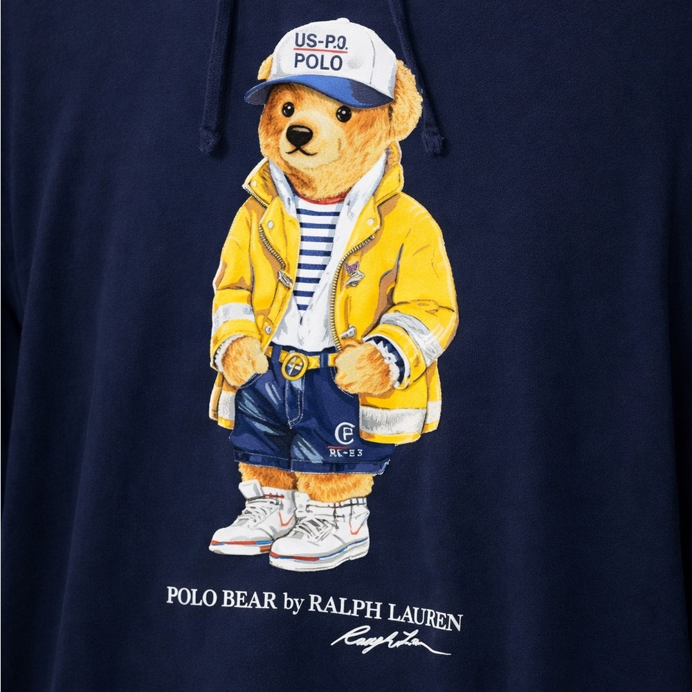 Polo Ralph Lauren Polo Bear Hooded Long Sleeve T-Shirt – Navy | Men’s Small - Picture 2 of 6